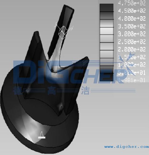 柱塞泵排(pái)液閥芯優化(huà)後的應力雲圖